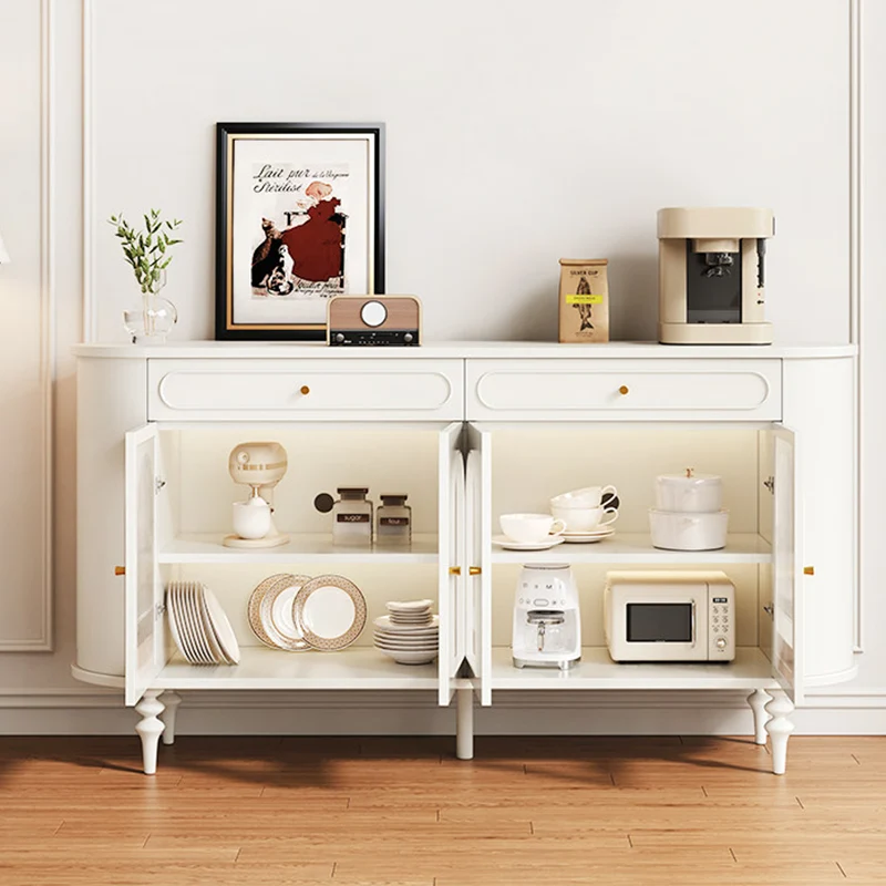 Traditional French Engineered Wood MDF Oval Roman Column Storage Cabinet With 2 Drawers For Living Room
