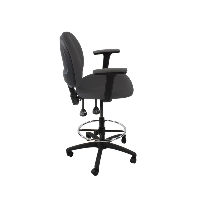 Saxen: Scoop Draughtsman Chair in Grey Fabric - Refurbished