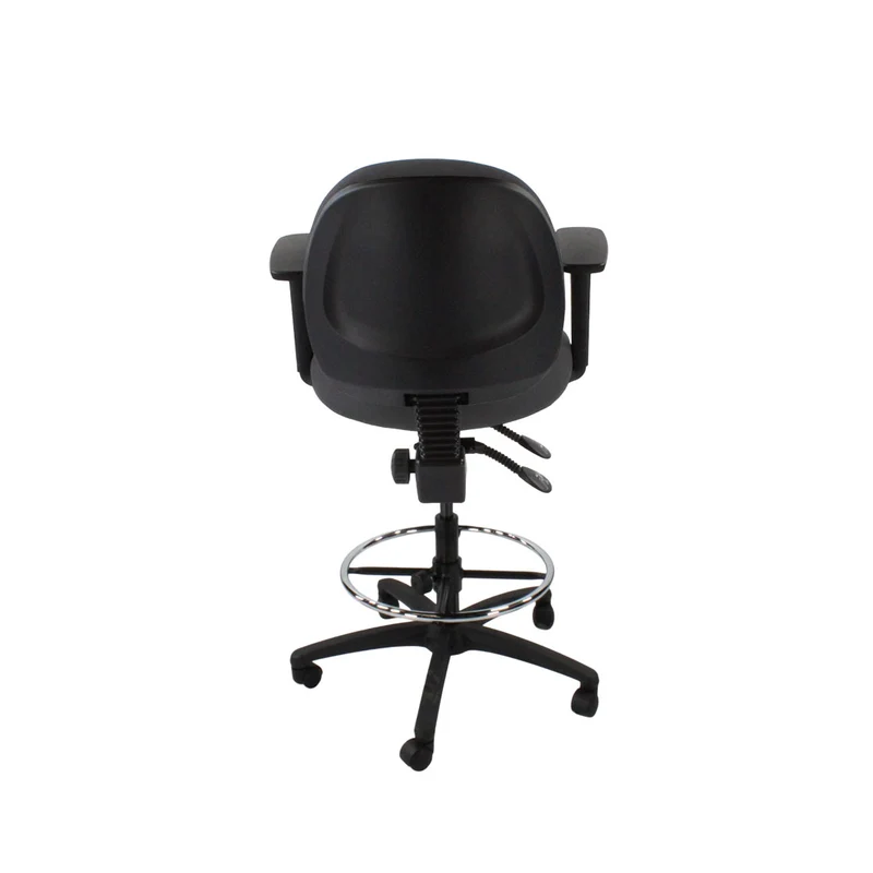 Saxen: Scoop Draughtsman Chair in Grey Fabric - Refurbished
