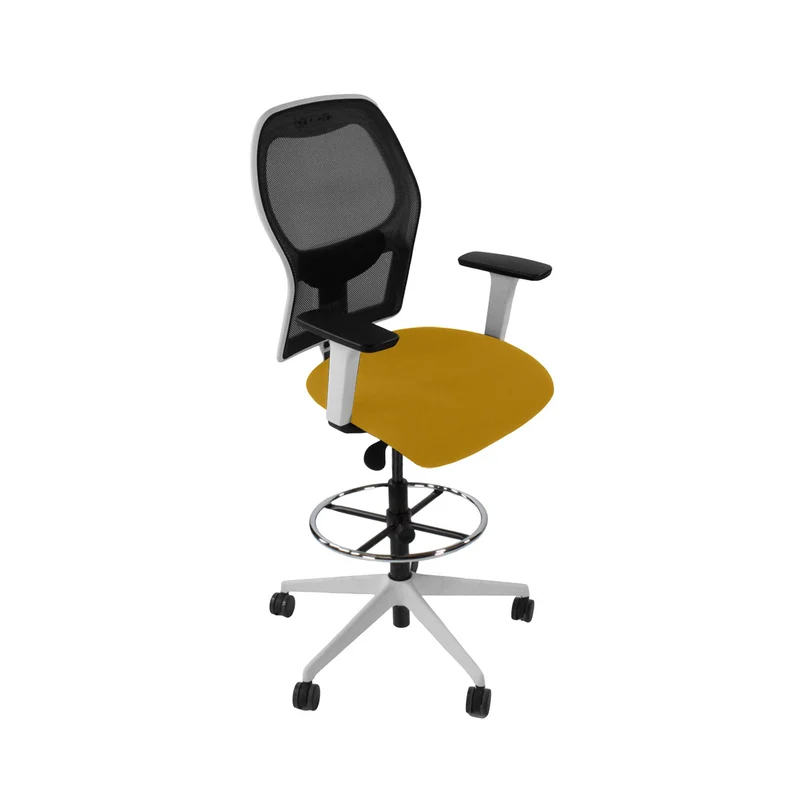 Ahrend: 160 Type Draughtsman Chair in Yellow Fabric - White Base - Refurbished