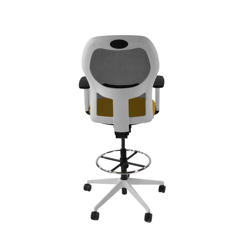 Ahrend: 160 Type Draughtsman Chair in Yellow Fabric - White Base - Refurbished