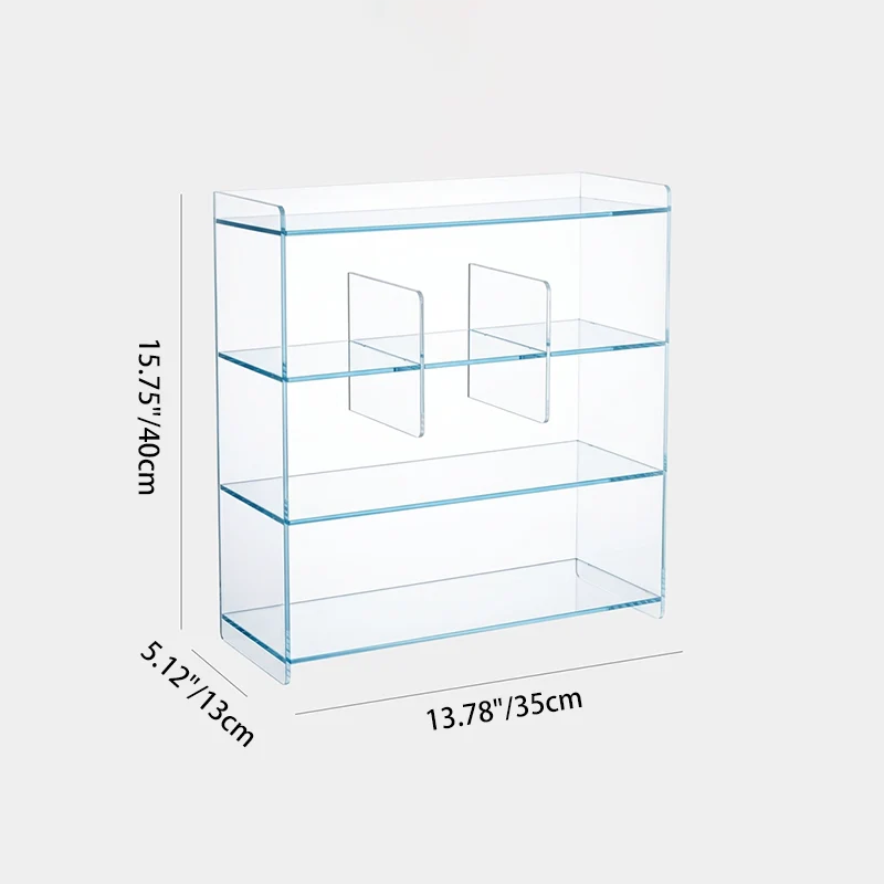 Modern Minimalist Acrylic Rectangular Desktop Storage Shelf 4-Tier For Living Room & Bedroom