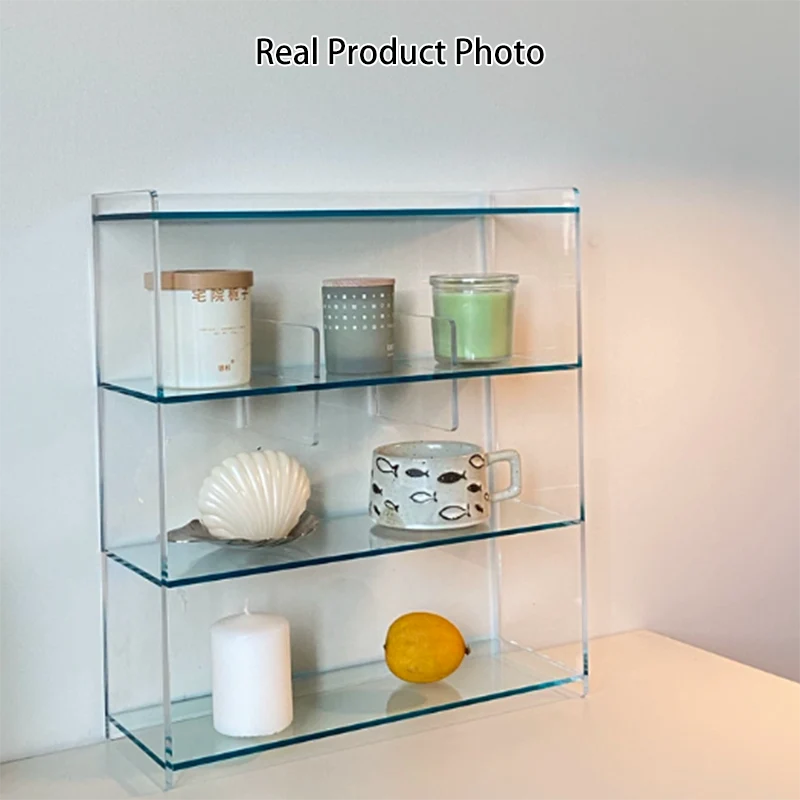 Modern Minimalist Acrylic Rectangular Desktop Storage Shelf 4-Tier For Living Room & Bedroom