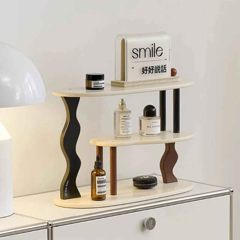 Contemporary Nordic MDF Acrylic Desktop Storage Shelf 3-Tier For Living Room & Entryway