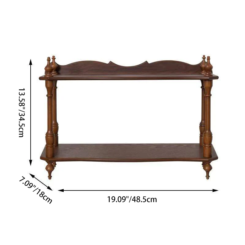 Contemporary Retro MDF Rubberwood Rectangular Desktop Storage Shelf For Living Room & Entryway