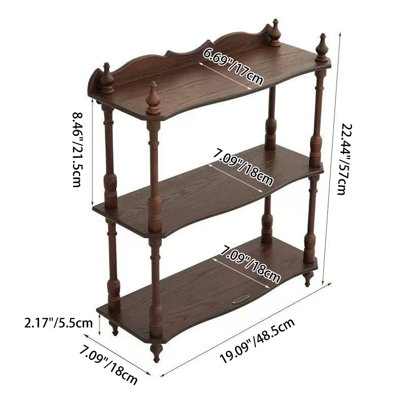 Contemporary Retro MDF Rubberwood Rectangular Desktop Storage Shelf For Living Room & Entryway