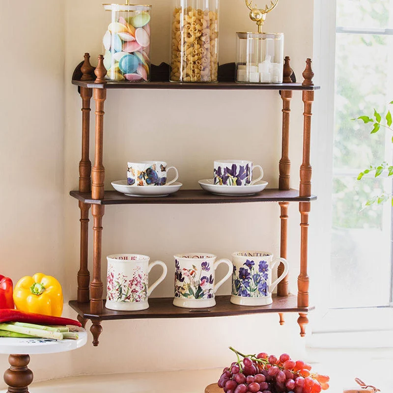 Contemporary Retro MDF Rubberwood Rectangular Desktop Storage Shelf For Living Room & Entryway