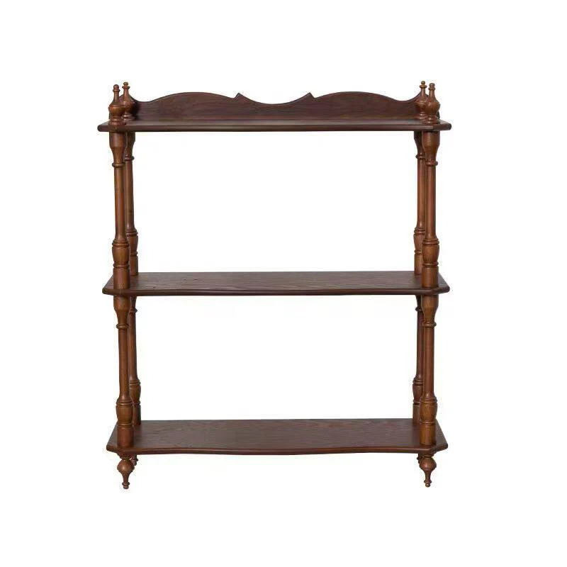 Contemporary Retro MDF Rubberwood Rectangular Desktop Storage Shelf For Living Room & Entryway