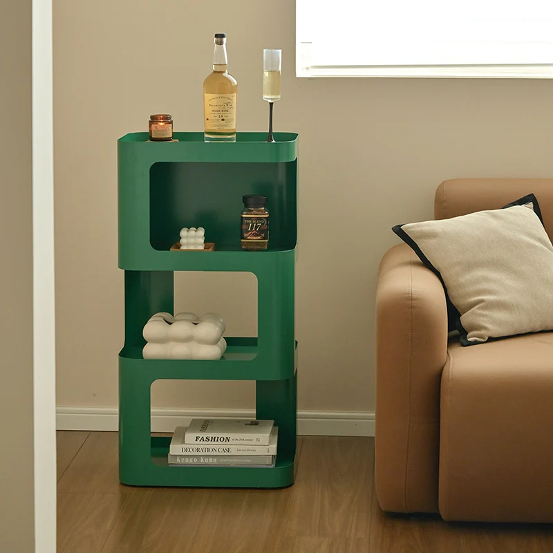 Contemporary Industrial Iron Hollow Rectangular Floor-Standing Storage Shelf 4-Layer For Living Room