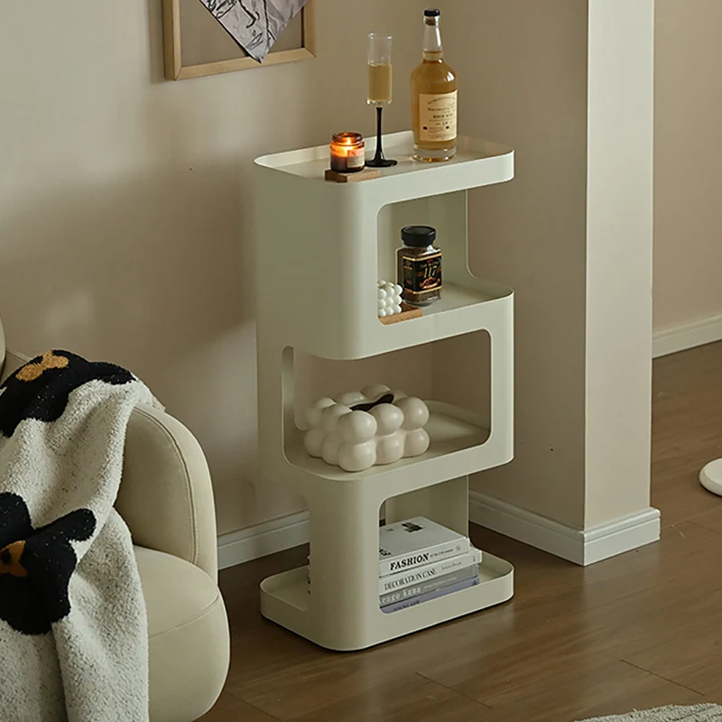 Contemporary Industrial Iron Hollow Rectangular Floor-Standing Storage Shelf 4-Layer For Living Room