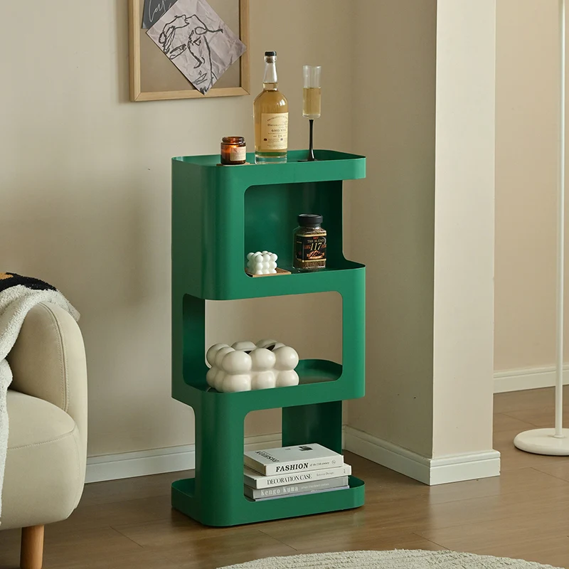 Contemporary Industrial Iron Hollow Rectangular Floor-Standing Storage Shelf 4-Layer For Living Room