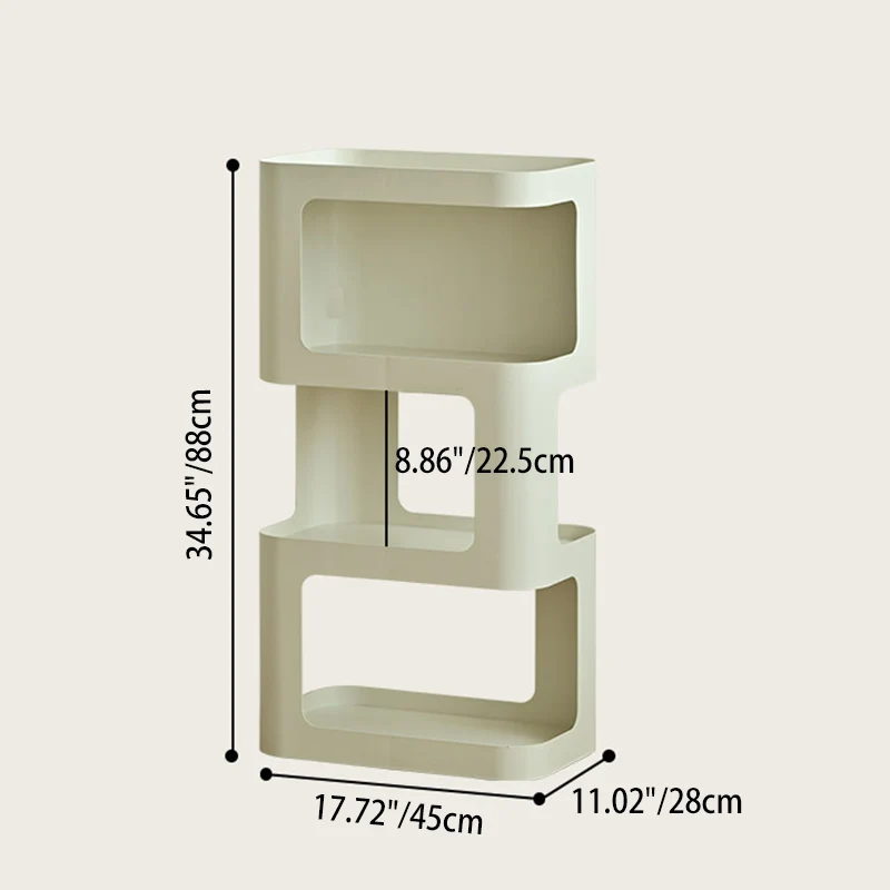 Contemporary Industrial Iron Hollow Rectangular Floor-Standing Storage Shelf 4-Layer For Living Room
