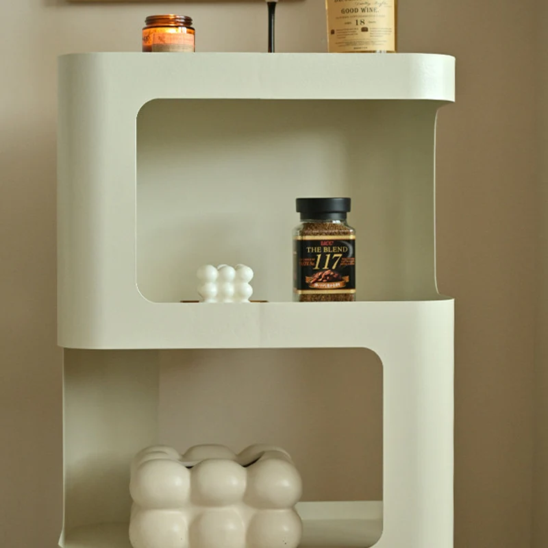 Contemporary Industrial Iron Hollow Rectangular Floor-Standing Storage Shelf 4-Layer For Living Room
