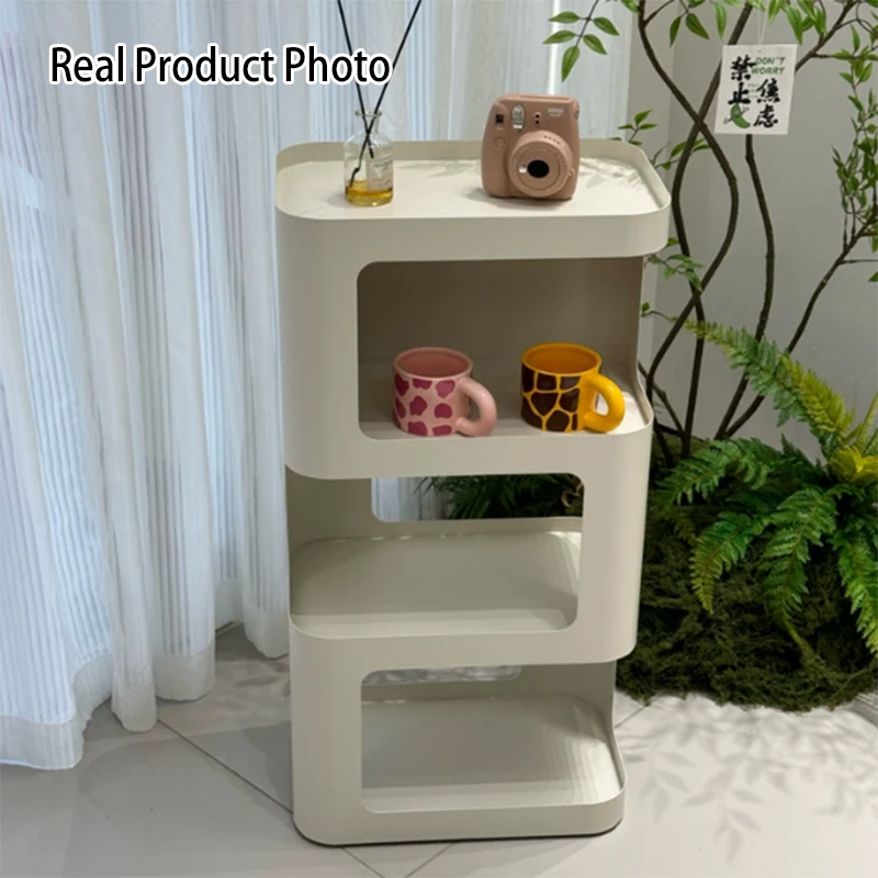 Contemporary Industrial Iron Hollow Rectangular Floor-Standing Storage Shelf 4-Layer For Living Room