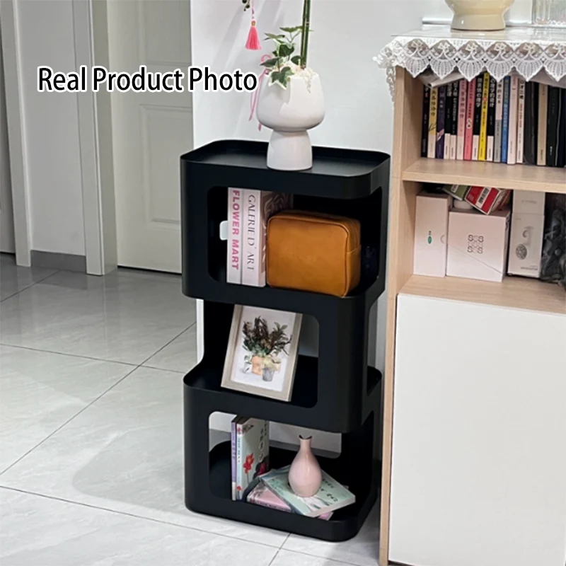 Contemporary Industrial Iron Hollow Rectangular Floor-Standing Storage Shelf 4-Layer For Living Room