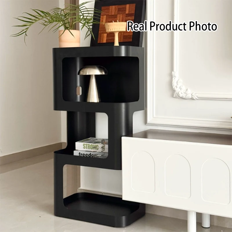 Contemporary Industrial Iron Hollow Rectangular Floor-Standing Storage Shelf 4-Layer For Living Room