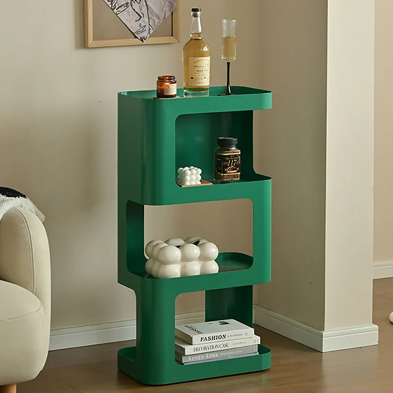 Contemporary Industrial Iron Hollow Rectangular Floor-Standing Storage Shelf 4-Layer For Living Room