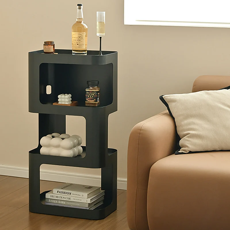 Contemporary Industrial Iron Hollow Rectangular Floor-Standing Storage Shelf 4-Layer For Living Room