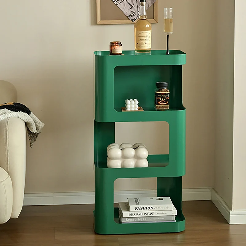 Contemporary Industrial Iron Hollow Rectangular Floor-Standing Storage Shelf 4-Layer For Living Room