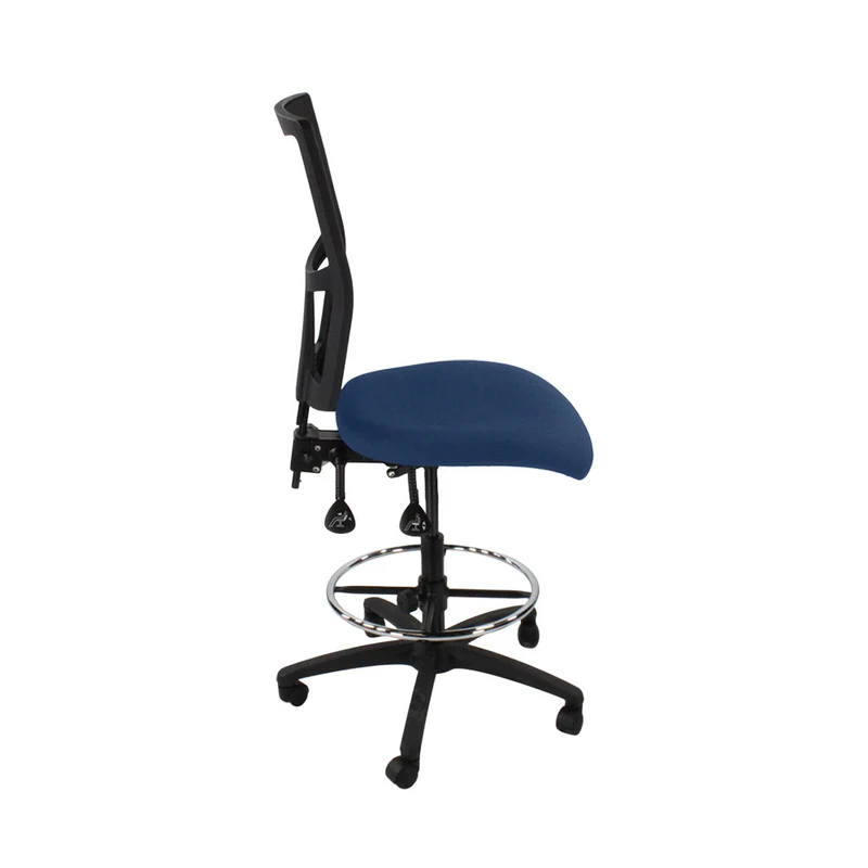Saxen: Ergo 2 Draughtsman Chair Without Arms in Blue Fabric - Refurbished