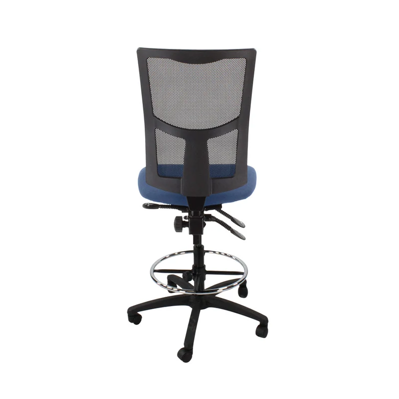 Saxen: Ergo 2 Draughtsman Chair Without Arms in Blue Fabric - Refurbished
