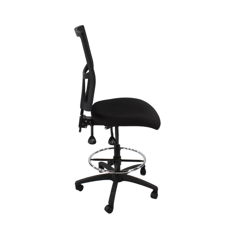 Saxen: Ergo 2 Draughtsman Chair Without Arms in Black Fabric - Refurbished