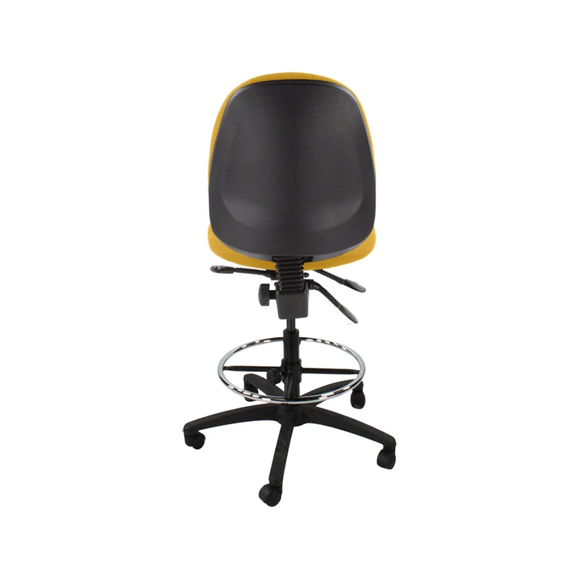 Saxen: Scoop High Draughtsman Chair Without Arms in Yellow Fabric - Refurbished