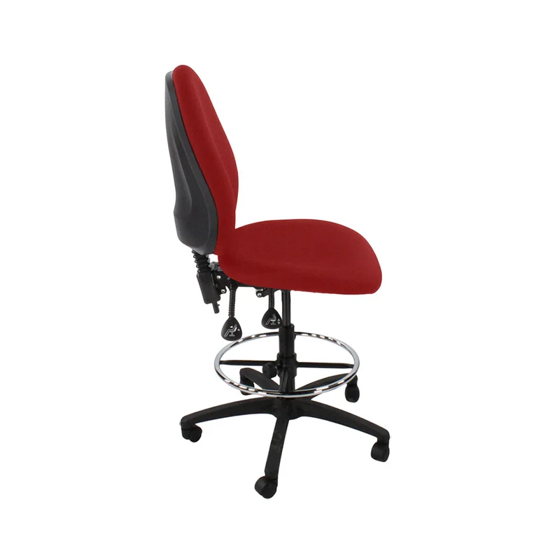 Saxen: Scoop High Draughtsman Chair Without Arms in Red Fabric - Refurbished