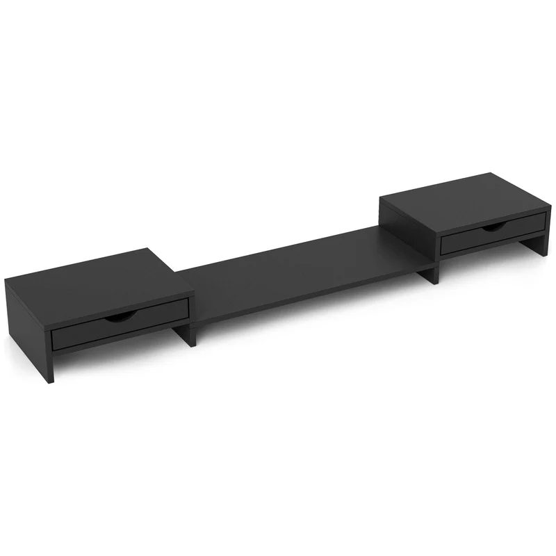 Elevador de Monitor para Mesa 60-116 cm com 2 Gavetas Comprimento e Ângulo Ajustáveis