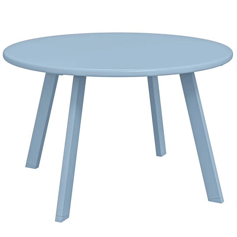 Pequena Mesa de Centro Redonda Mesa de Apoio com Patins Antiderrapantes Estrutura em Metal para Jardim Ø70x42 cm Azul