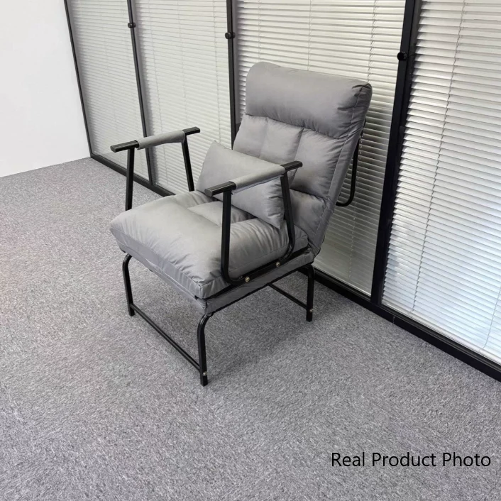 Modern Minimalist Tech Fabric Cat Scratch Leather Steel Cylindrical Rectangular Folding Recliner Lounge Chair With Backrest & Armrests For Living Room