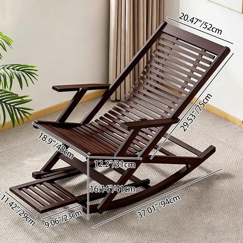 Traditional Chinese Bamboo Hollow Rectangular Folding Reclining Chair Armrest Lounge Chair For Living Room