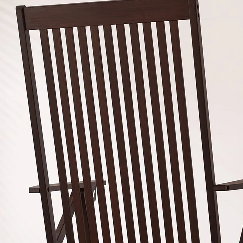 Traditional Chinese Bamboo Hollow Rectangular Folding Reclining Chair Armrest Lounge Chair For Living Room