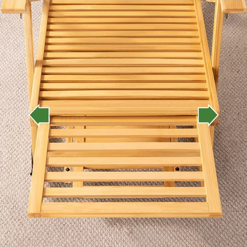 Traditional Chinese Bamboo Hollow Rectangular Folding Reclining Chair Armrest Lounge Chair For Living Room