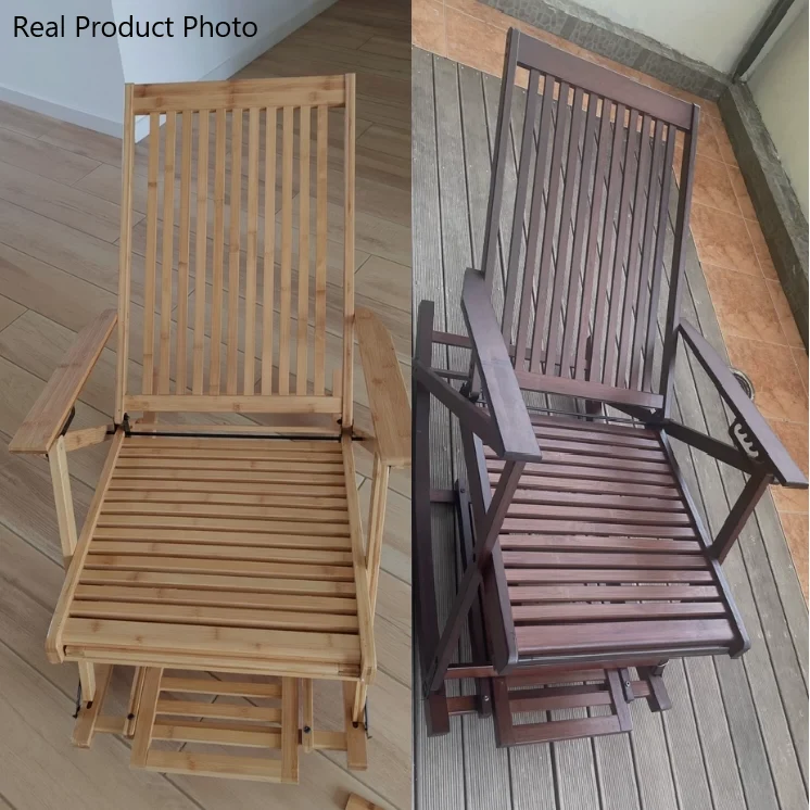 Traditional Chinese Bamboo Hollow Rectangular Folding Reclining Chair Armrest Lounge Chair For Living Room