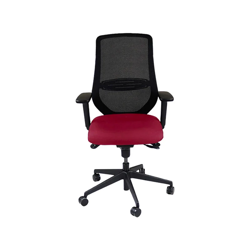 Saxen: Scudo Task Chair with Burgundy Leather Seat without Headrest - Refurbished