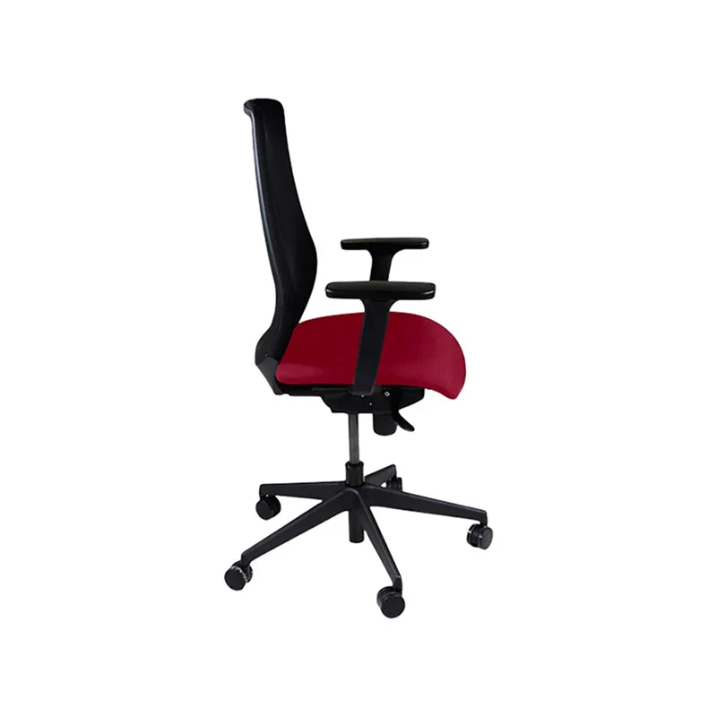 Saxen: Scudo Task Chair with Burgundy Leather Seat without Headrest - Refurbished
