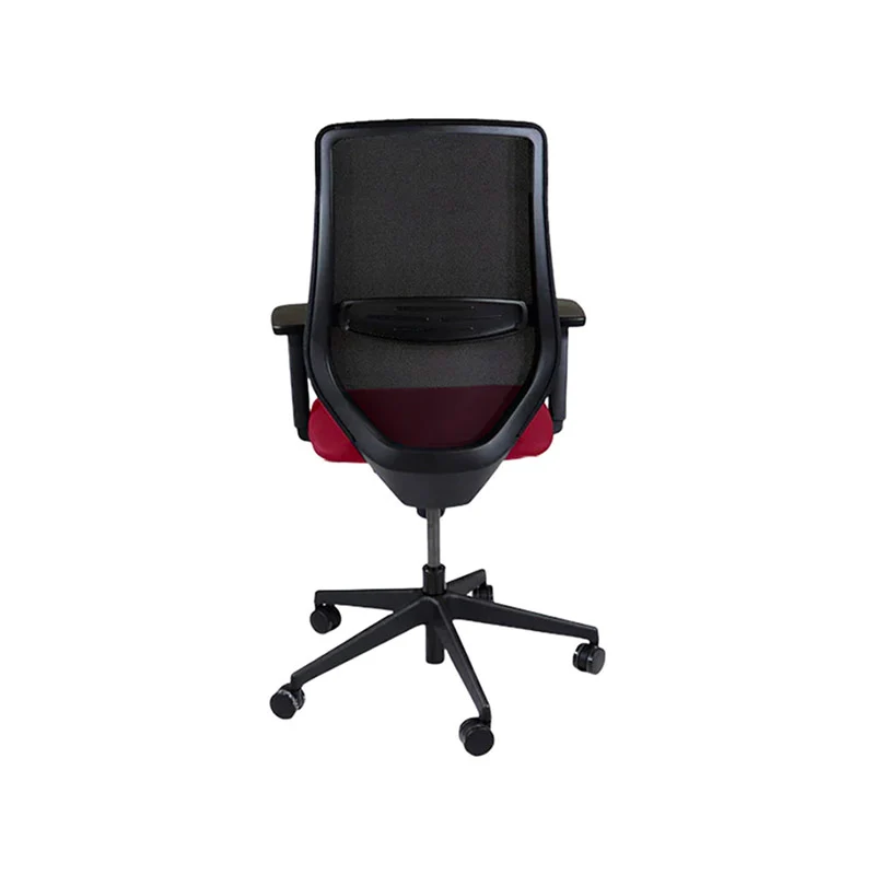 Saxen: Scudo Task Chair with Burgundy Leather Seat without Headrest - Refurbished