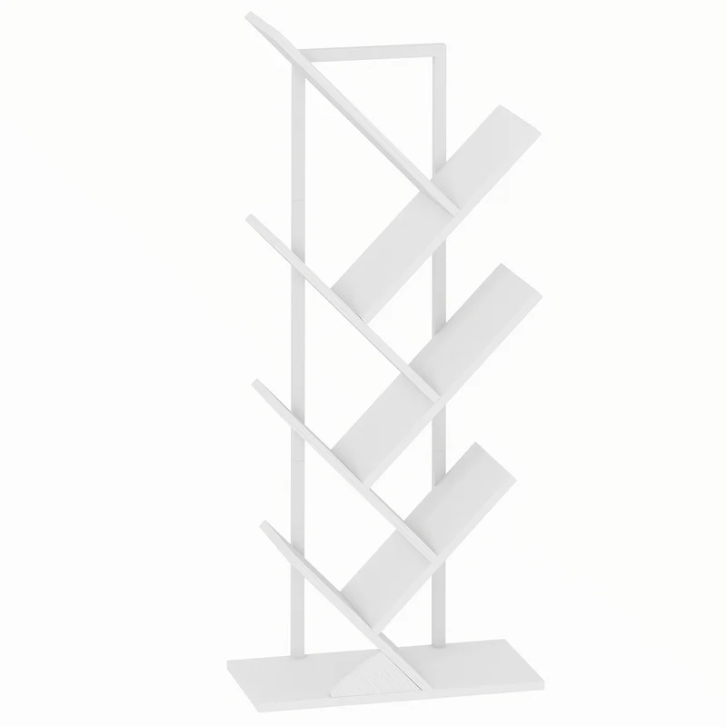 Estante Árvore de 7 Níveis Móvel de Armazenamento Industrial com Estrutura em Aço 50x24x109 cm Branco