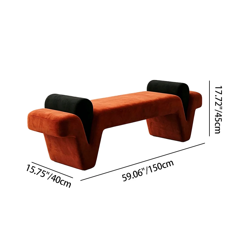 Contemporary Creative Solid Wood Velvet Rectangular Accent Bench Upholstered Entryway & Bedroom Bench