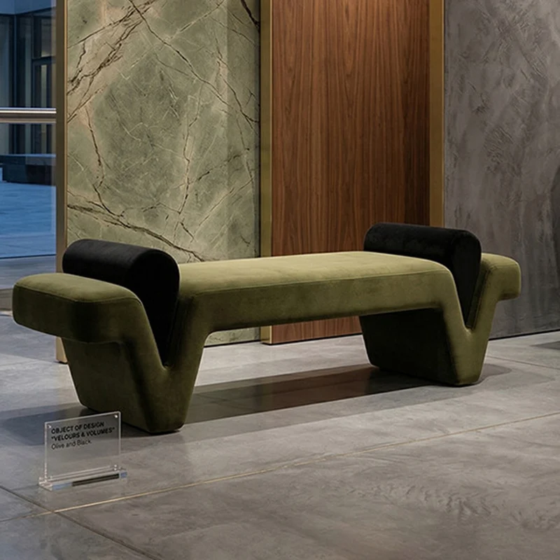 Contemporary Creative Solid Wood Velvet Rectangular Accent Bench Upholstered Entryway & Bedroom Bench