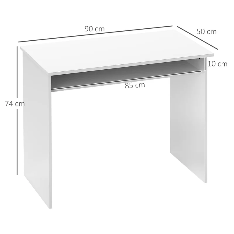 Secretária Compacta com 1 Prateleira 90x50x74 cm Branco