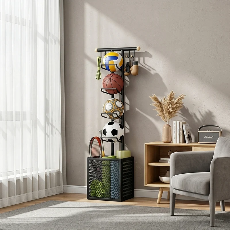 Modern Minimalist Rectangular Carbon Steel Display Rack 4-Tier 1-Storage For Living Room