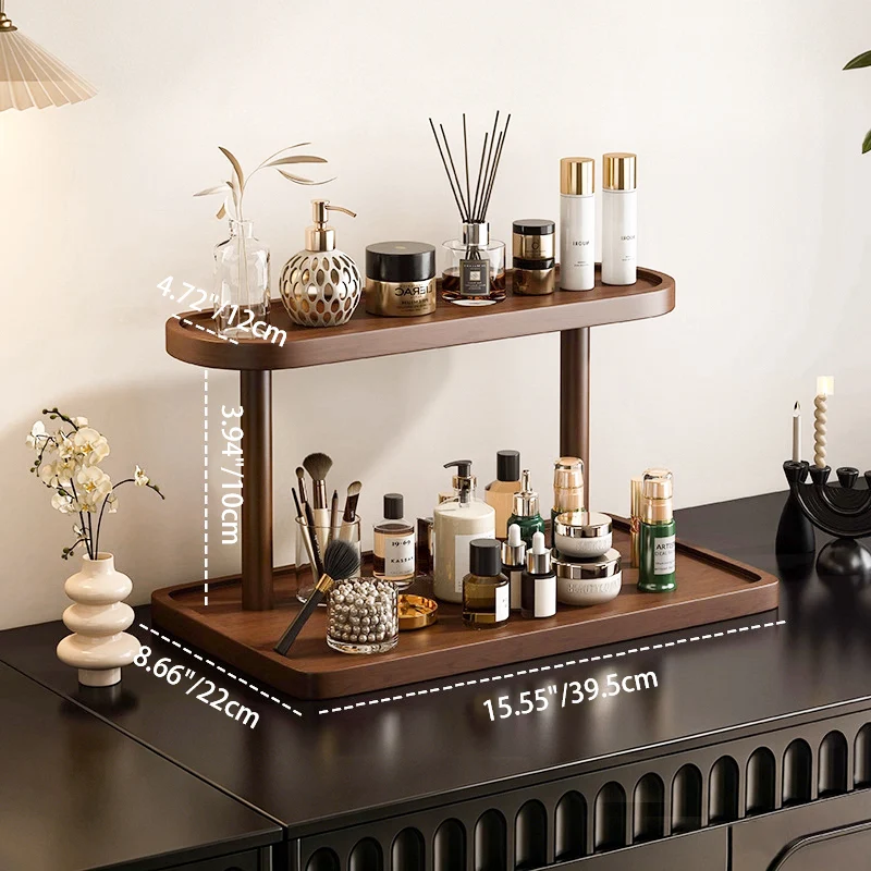 Contemporary Scandinavian Rectangular Oval Pine Desktop Storage Shelf 2/3 Tier For Bedroom