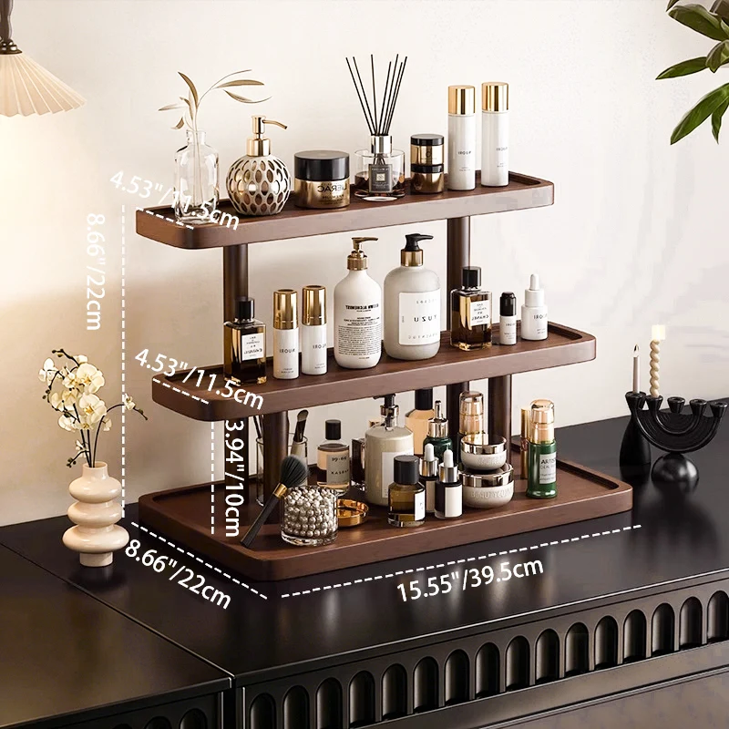 Contemporary Scandinavian Rectangular Oval Pine Desktop Storage Shelf 2/3 Tier For Bedroom