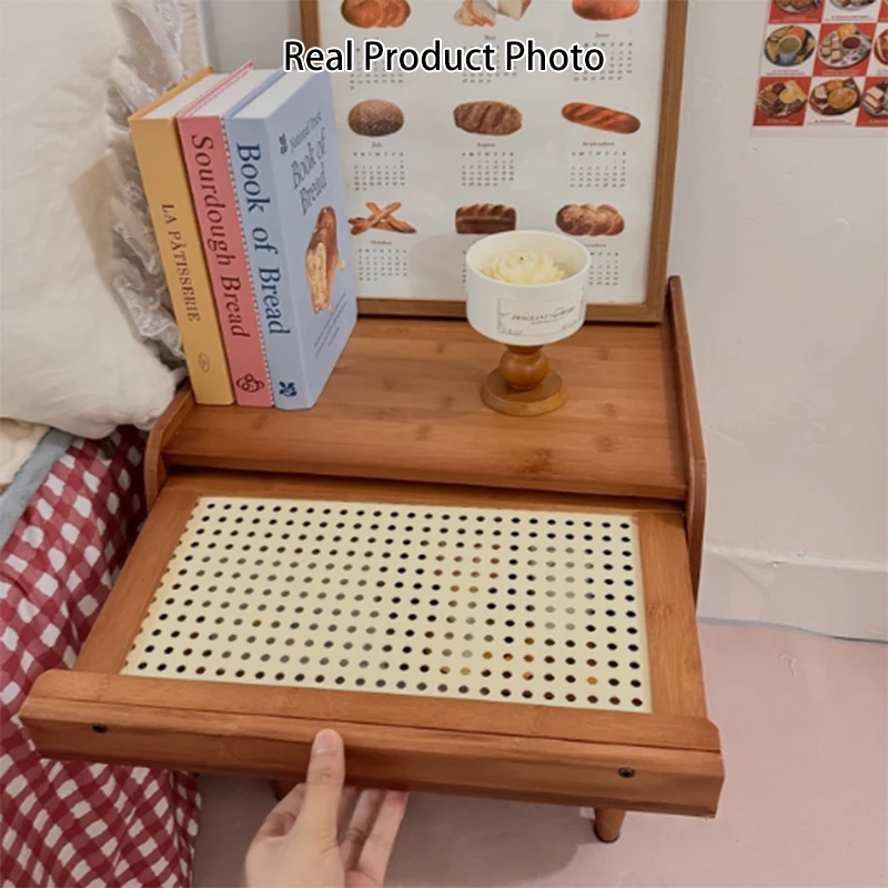 Traditional Japanese Rectangular Plastic Bamboo Desktop Storage Shelf 3-Tier For Kitchen