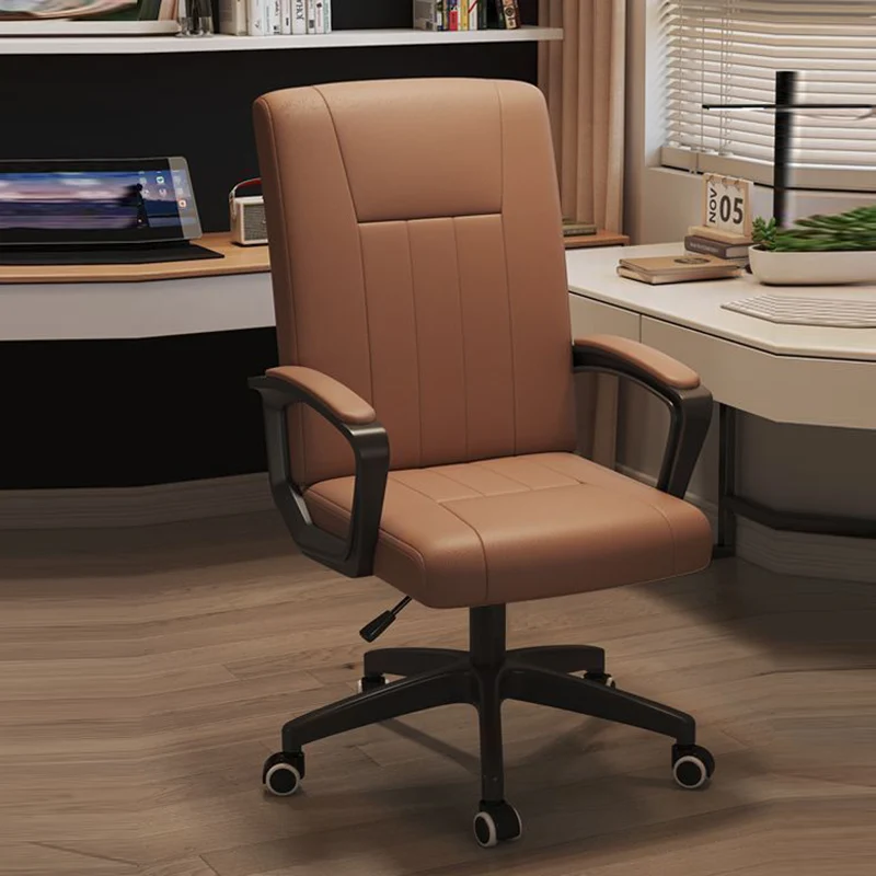 Modern Minimalist Rectangular PU Leather Metal Nylon Adjustable Swivel Desk Chair Backrest Armrest For Home Office