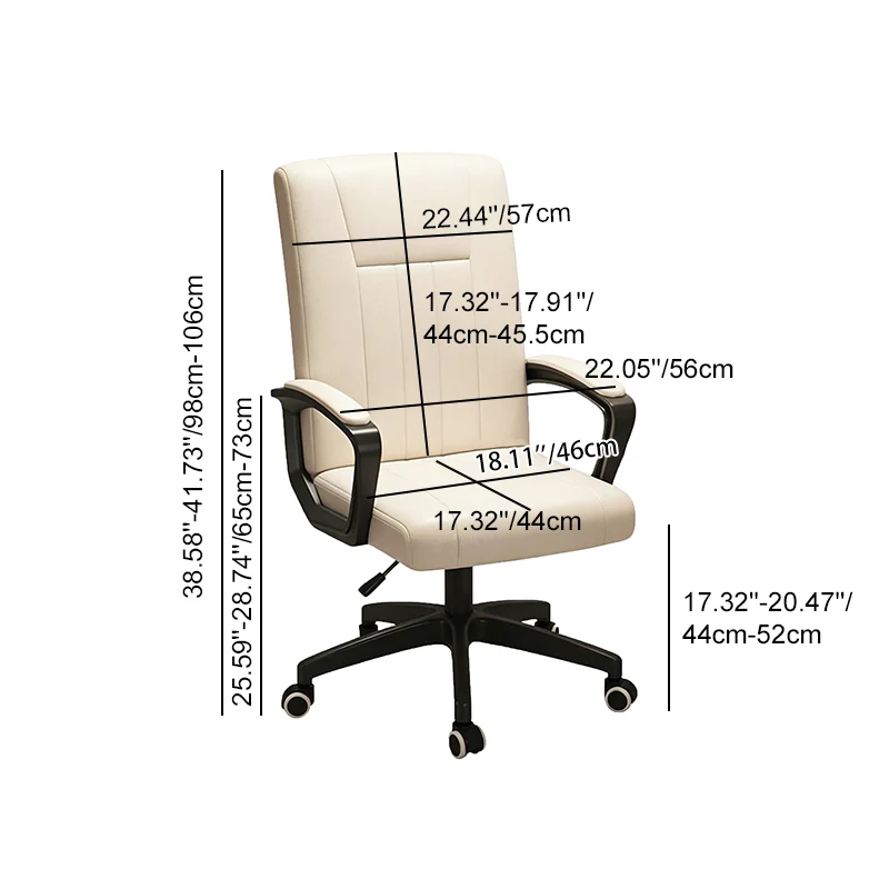 Modern Minimalist Rectangular PU Leather Metal Nylon Adjustable Swivel Desk Chair Backrest Armrest For Home Office