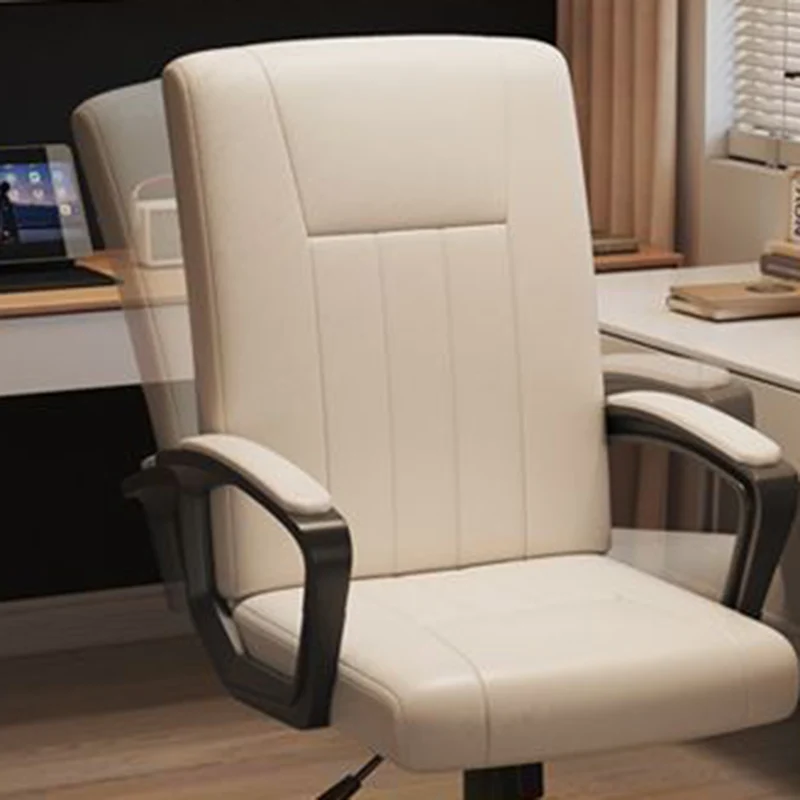 Modern Minimalist Rectangular PU Leather Metal Nylon Adjustable Swivel Desk Chair Backrest Armrest For Home Office