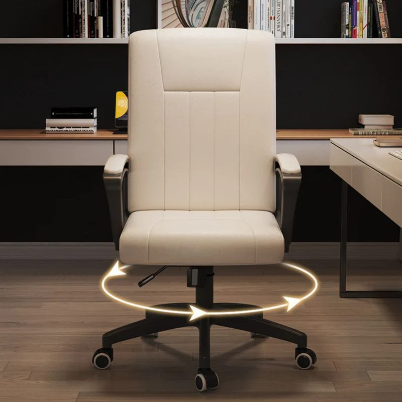 Modern Minimalist Rectangular PU Leather Metal Nylon Adjustable Swivel Desk Chair Backrest Armrest For Home Office